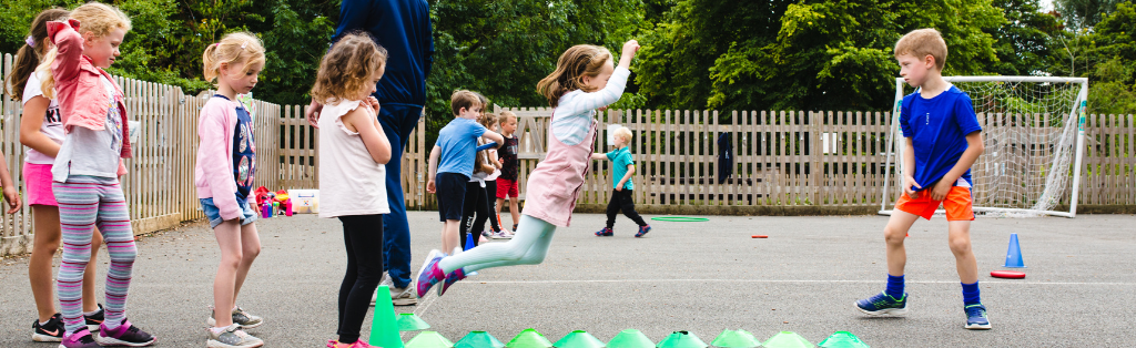 Children doing athletics at a Premier Education Easter Holiday Camp